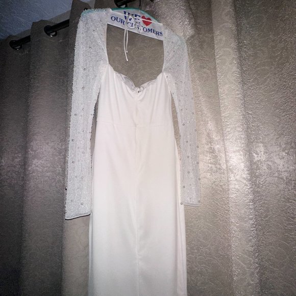 SAN MARINO  Embellished Side Split Maxi Dress in off White - Picture 5 of 6
